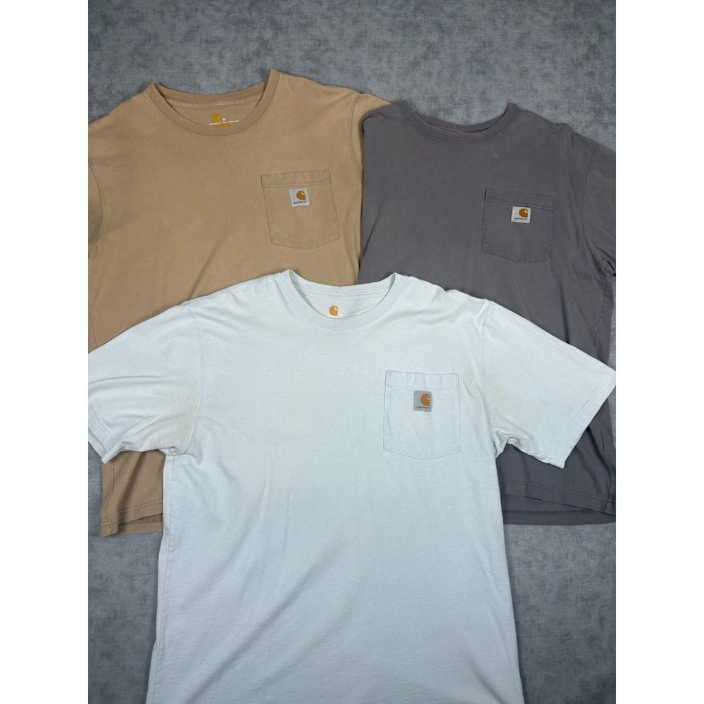 Lot 3 Carhartt K87 Pocket T-Shirts Men's Medium Original Fit Workwear Distressed